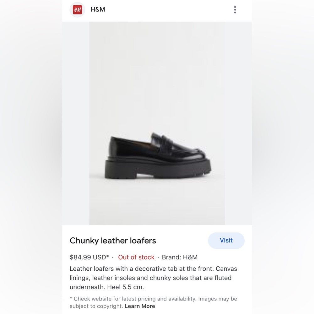 H & M Chunky Leather Loafers